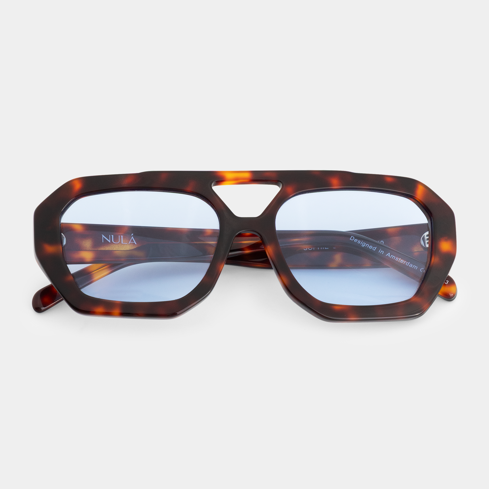NULÁ zonnebril Sophie Sunset Wave grote bril met blauwe glazen – sunglasses for women 